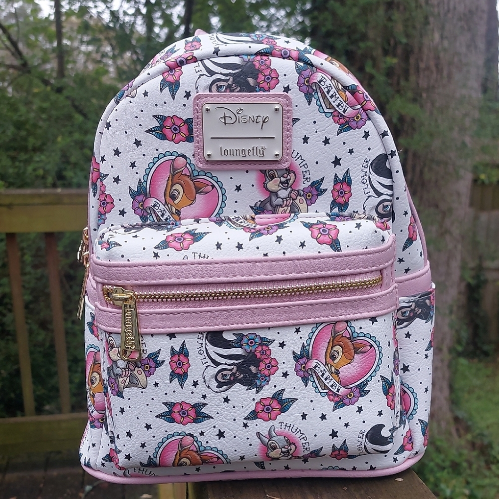 Loungefly Pink and White Bambi Disney Mini Backpack